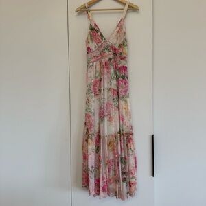 HEMANT & NANDITA Pink Floral Backless Maxi Dress